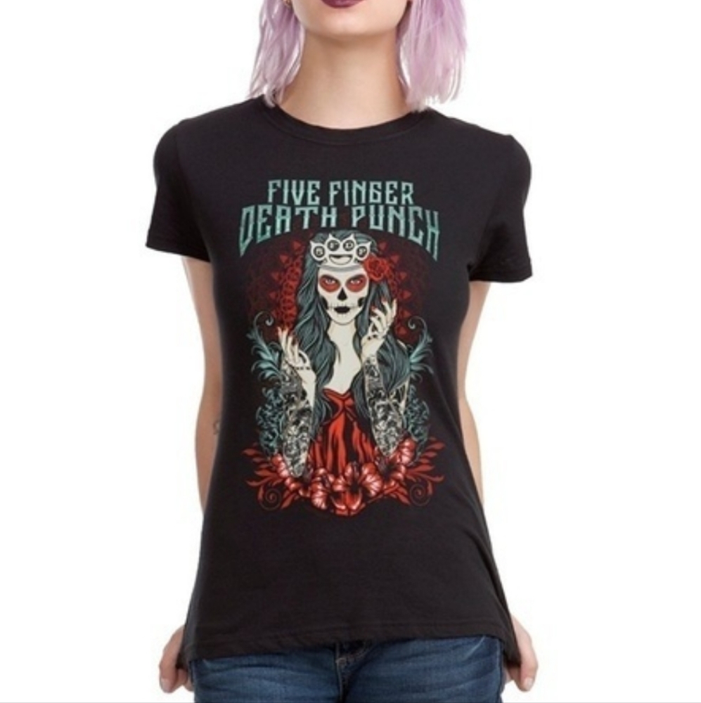 FIVE FINGER DEATH PUNCH "Lady Muerta" Graphic T-shirt ~ EUC